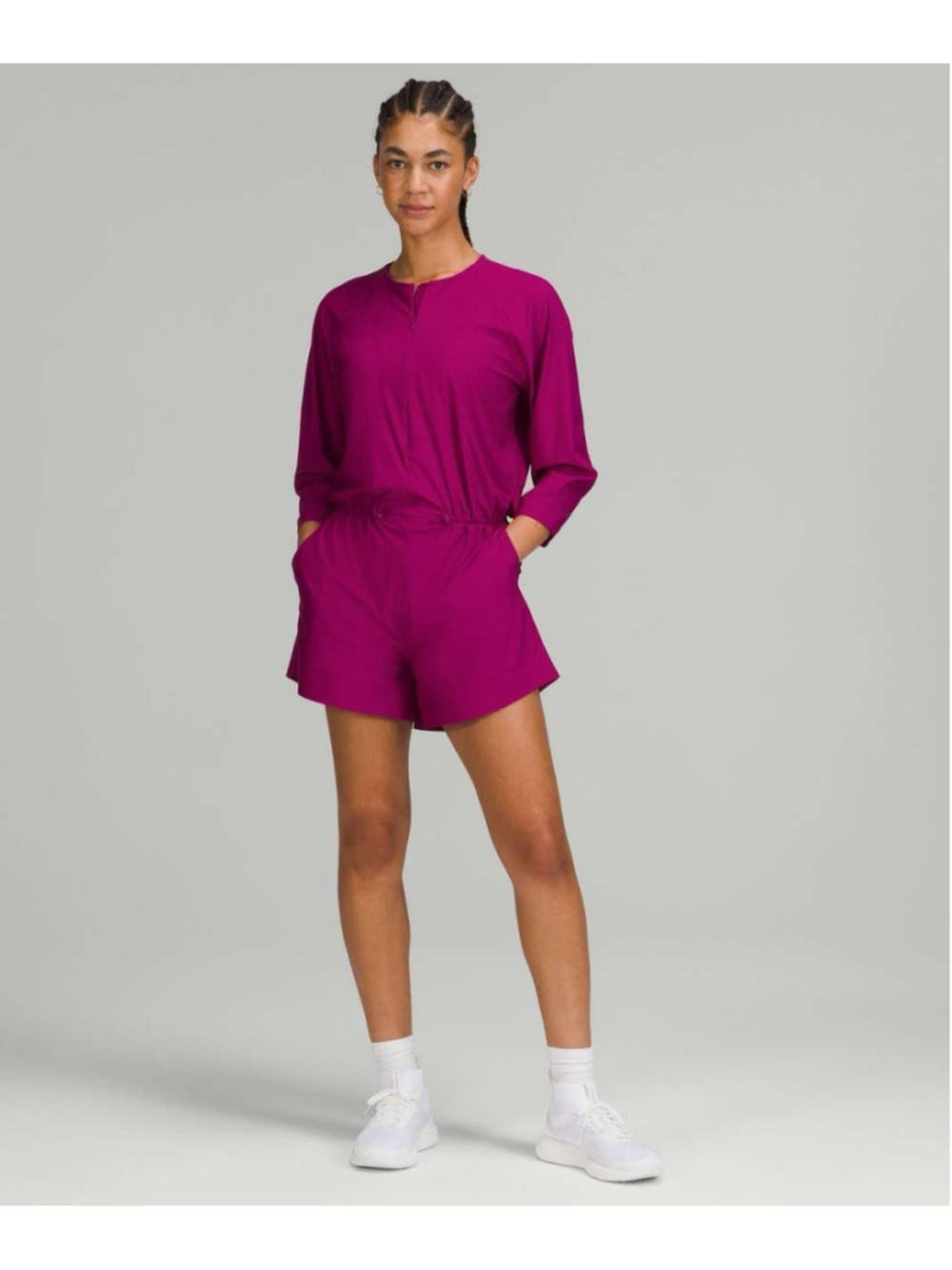 Lululemon High Neck UVP Zippered Romper Women's US 6 Purple Activewear
